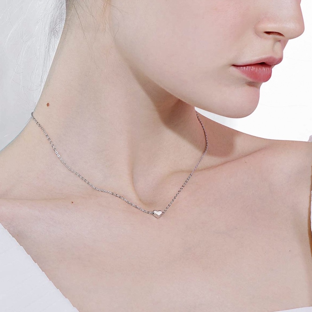 Any 3/$25! Silver Heart Pendant Clasp Necklace - Picture 2 of 7